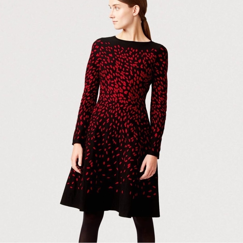 Hobbs London Black Red Jodie Knitted A-line Dress